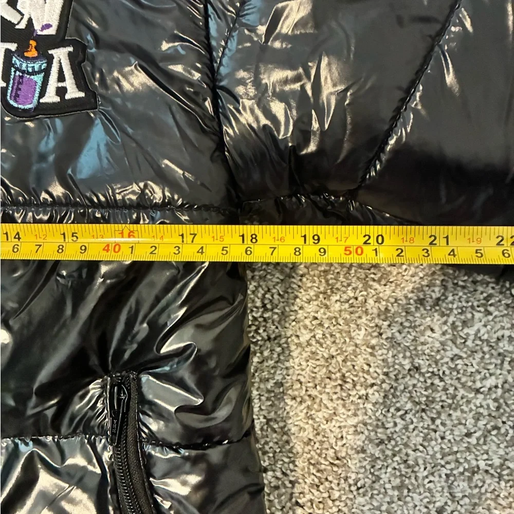 Born Hustla Black Shiny Puffer Coat